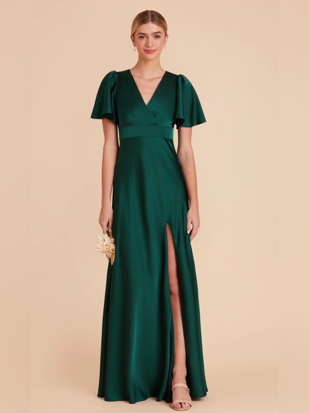Birdie Grey Marni Maxi Gown Emerald Green Matte Satin S
